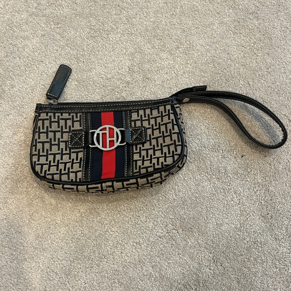 Tommy Hilfiger Black and Red Wristlet